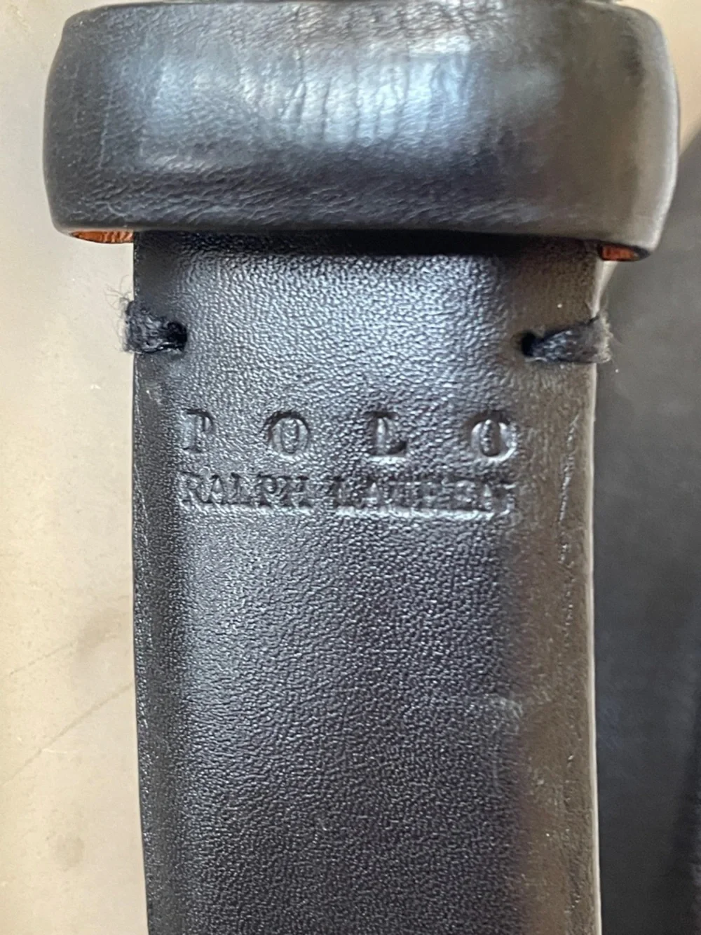 POLO RALPH LAUREN Men’s Black Leather Belt with Brass Gold-Tone Buckle